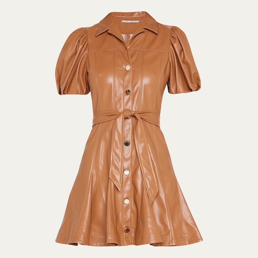 ALICE + OLIVIA Ofra Vegan Leather Mini Dress size 6